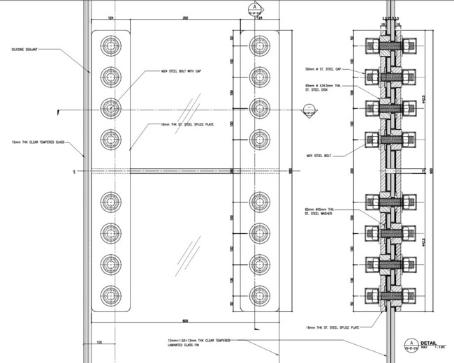 Friction Splice Detail at Laminated Glass